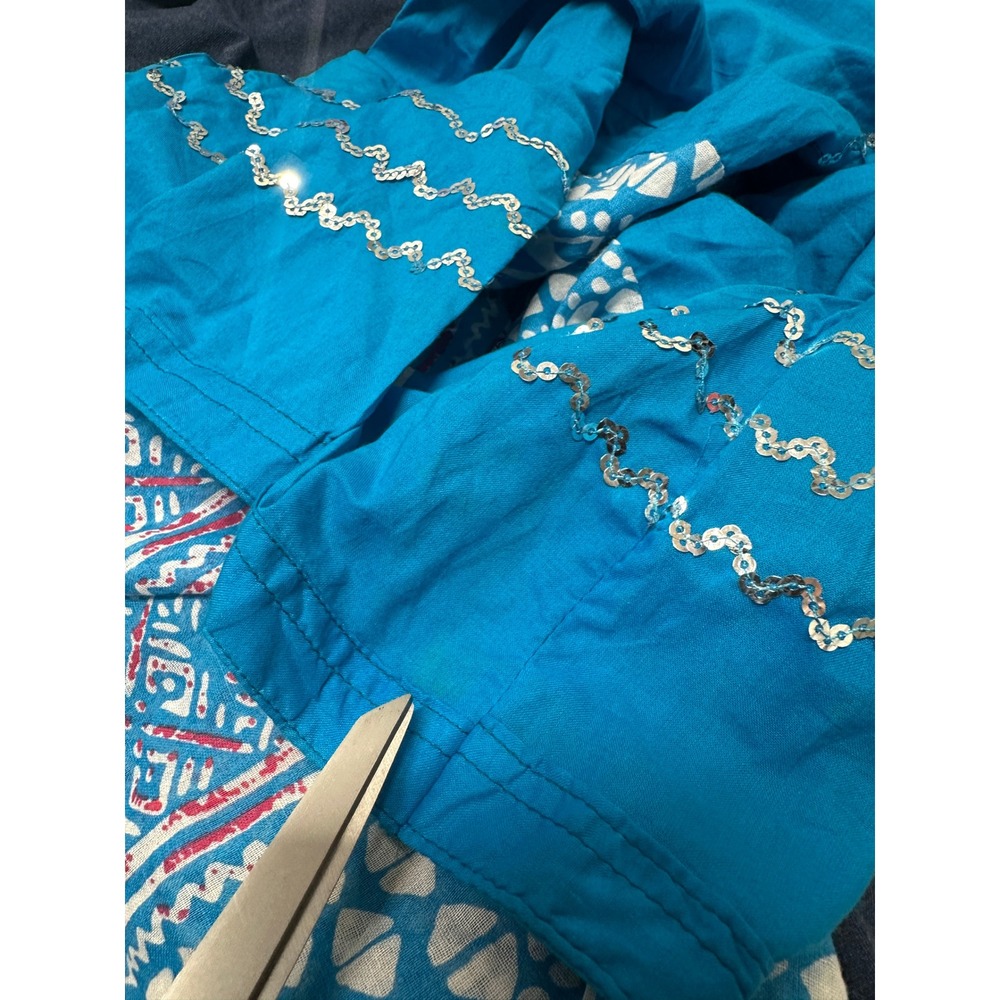 Uniti Casuals Tunic Top Sequined Long Sleeve Patterned Blue XL New w/defects - Picture 6 of 10